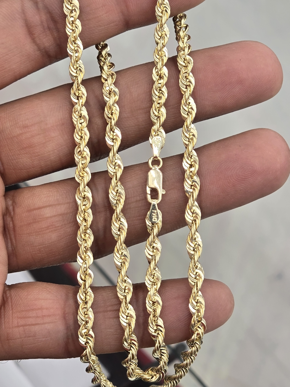 10k Real Gold Rope Chain 4mm 20 Inches - Picture 7 of 9